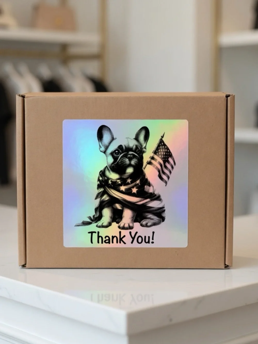 Patriotic French Bulldog Thank You Stickers 3”x3”-100ct. New